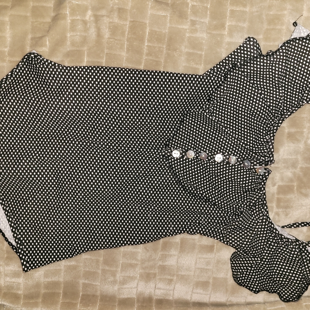 Pokka dot scoop neck bodysuit